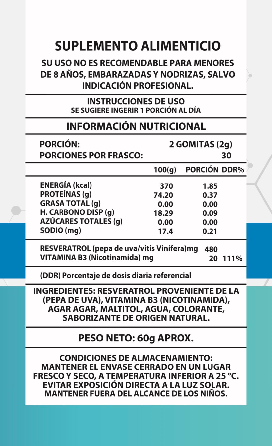 NAD+ Resveratrol- "Activa tu energía celular y rejuvenece desde adentro " (Gomitas)