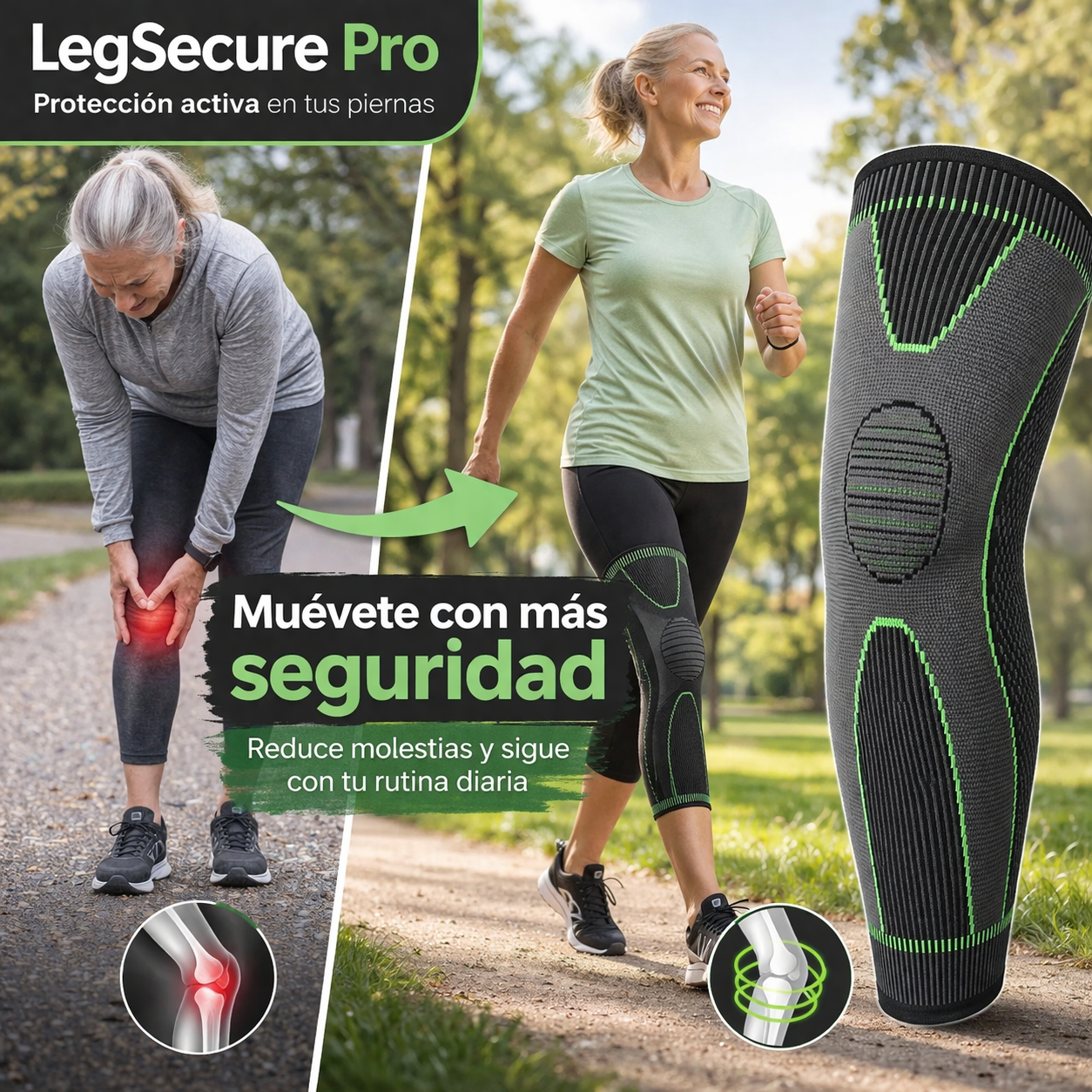 LegSecure Pro - 2 Rodilleras Largas - Protección activa en tus piernas
