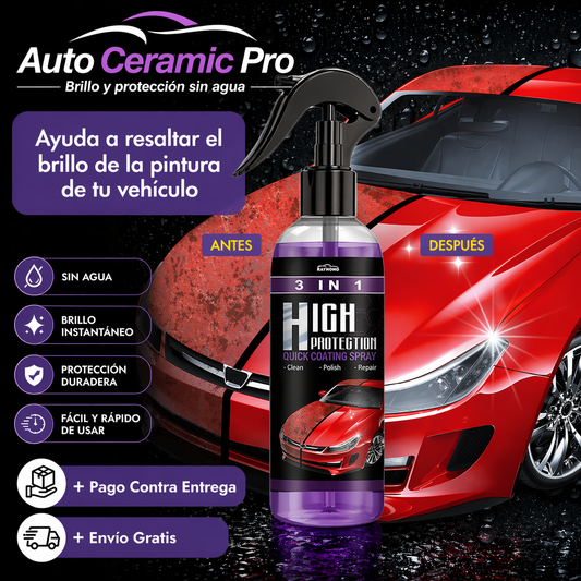 AutoCeramic Pro -Protector Auto 3 en 1 - " Tu auto limpio y brillante sin agua"