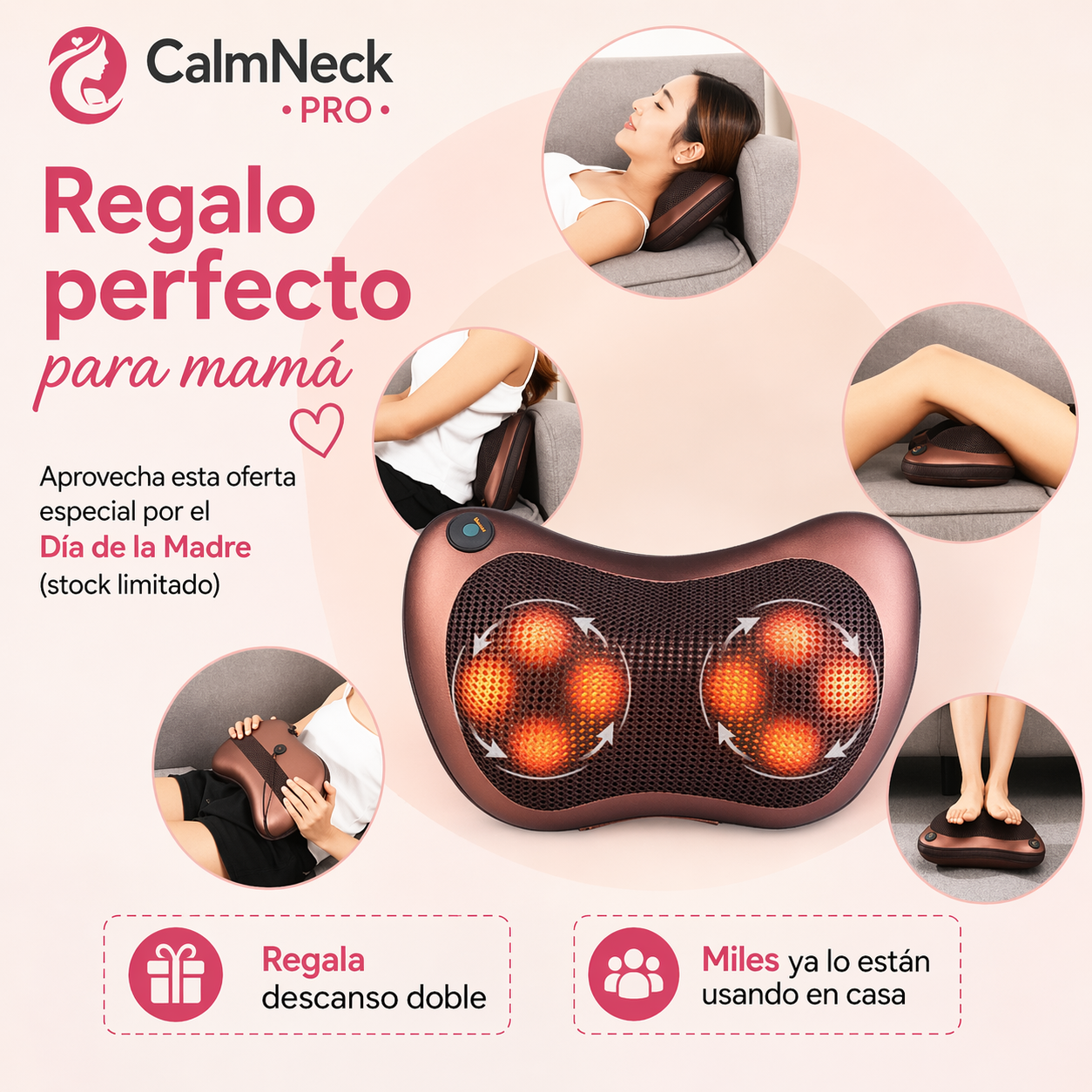 CalmNeck Pro – Cojín Masajeador Cuello -" Relajate en minutos"