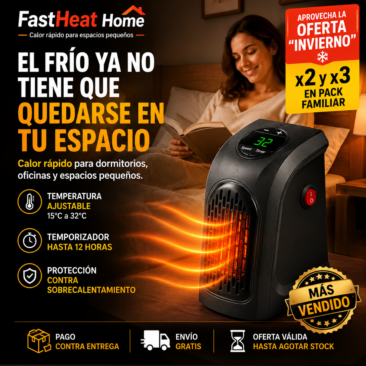 FastHeat Home - Calefactor Portátil - "Calor rápido para espacios pequeños"