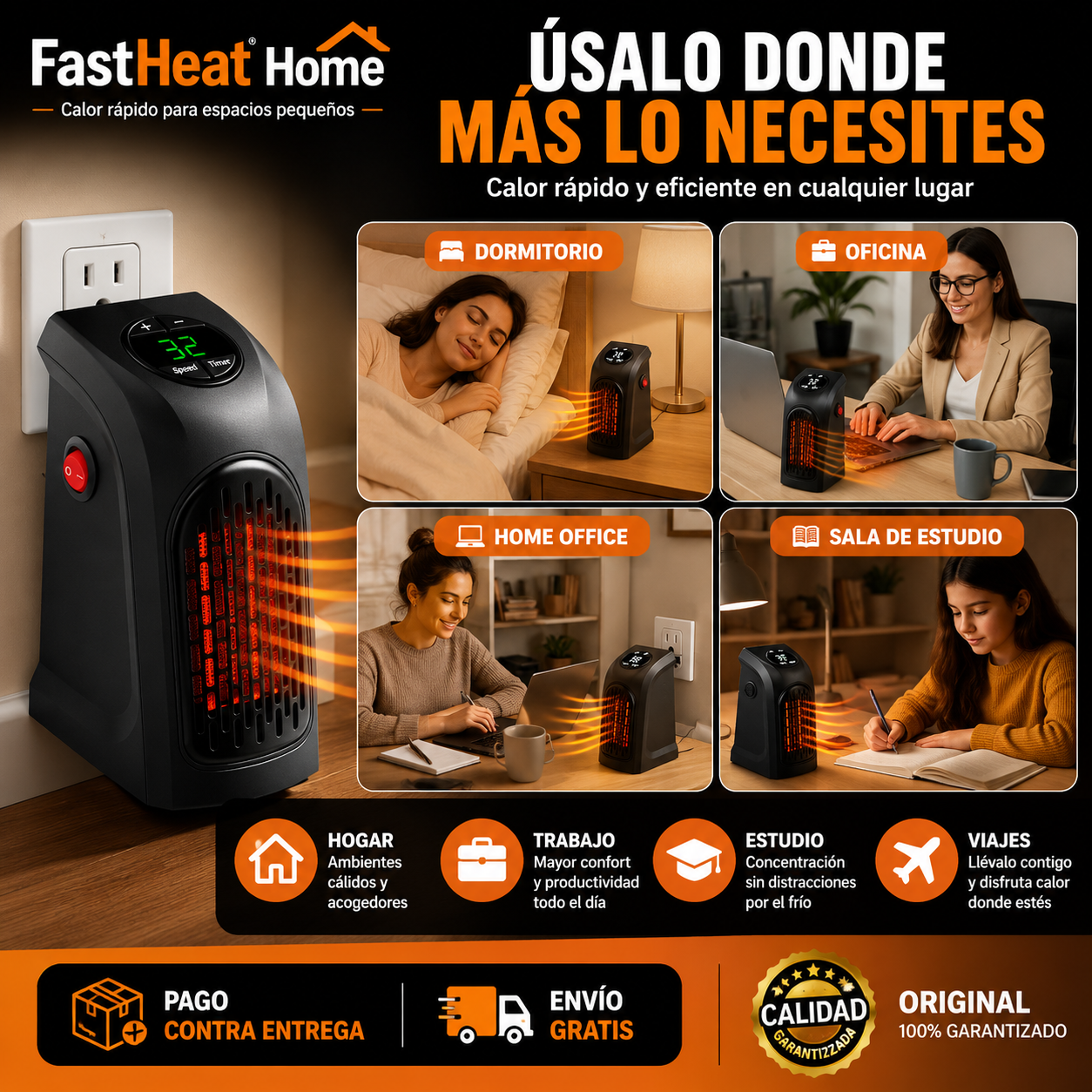 FastHeat Home - Calefactor Portátil - "Calor rápido para espacios pequeños"
