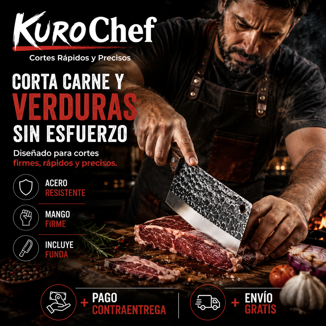 KuroChef - Cuchillo Japonés - Cortes Rápidos y Precisos
