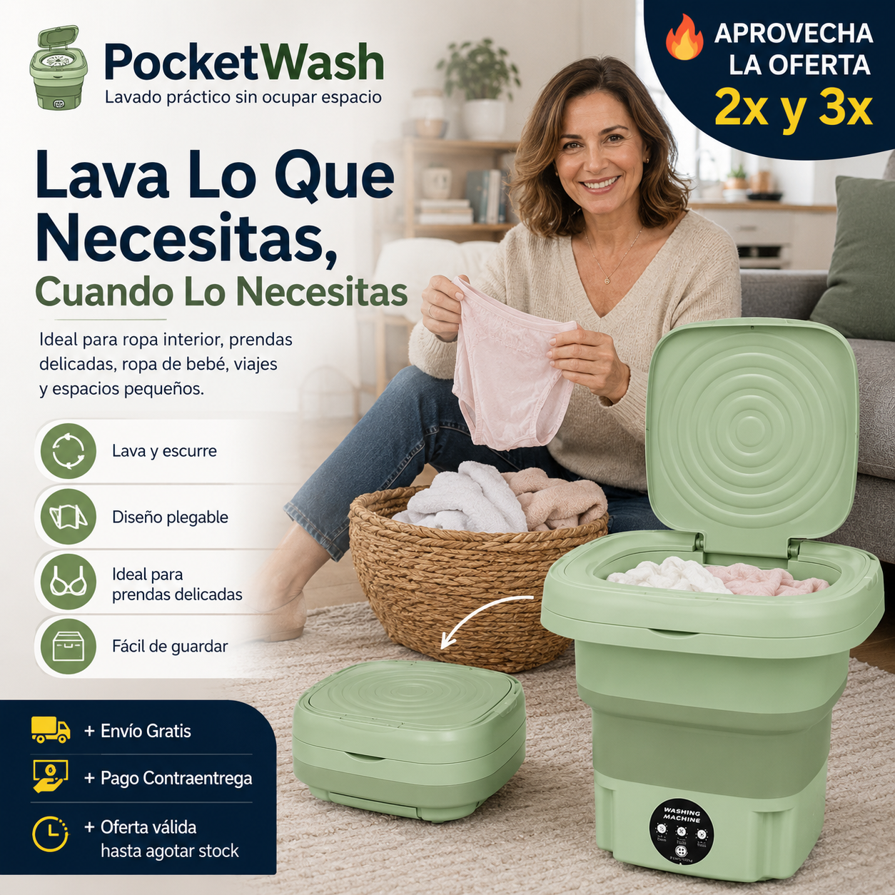 PocketWash -Mini Lavadora Portatil -  "Lavado práctico sin ocupar espacio"