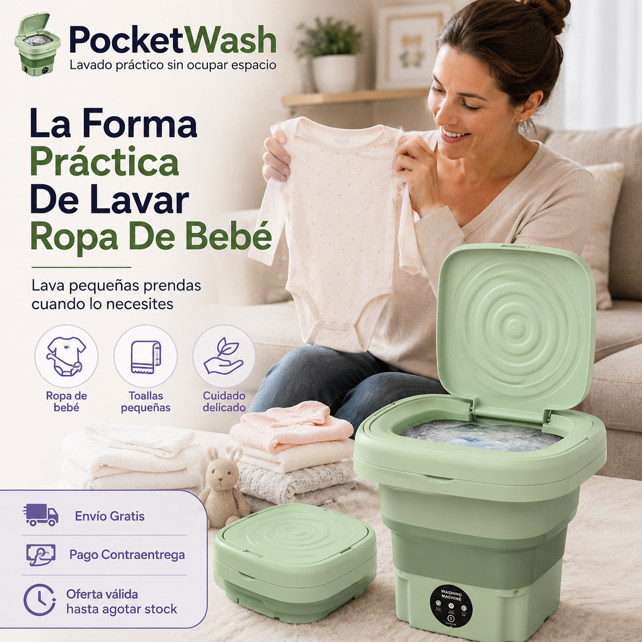 PocketWash -Mini Lavadora Portatil -  "Lavado práctico sin ocupar espacio"