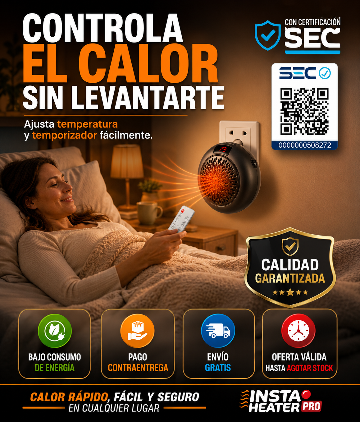Insta Heater Pro - Calentador Portátil - Calienta tu espacio de forma práctica, rápida y sencilla