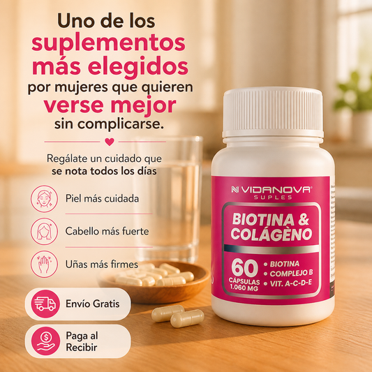 BIOTINA + COLÁGENO - Piel firme y cabello fuerte