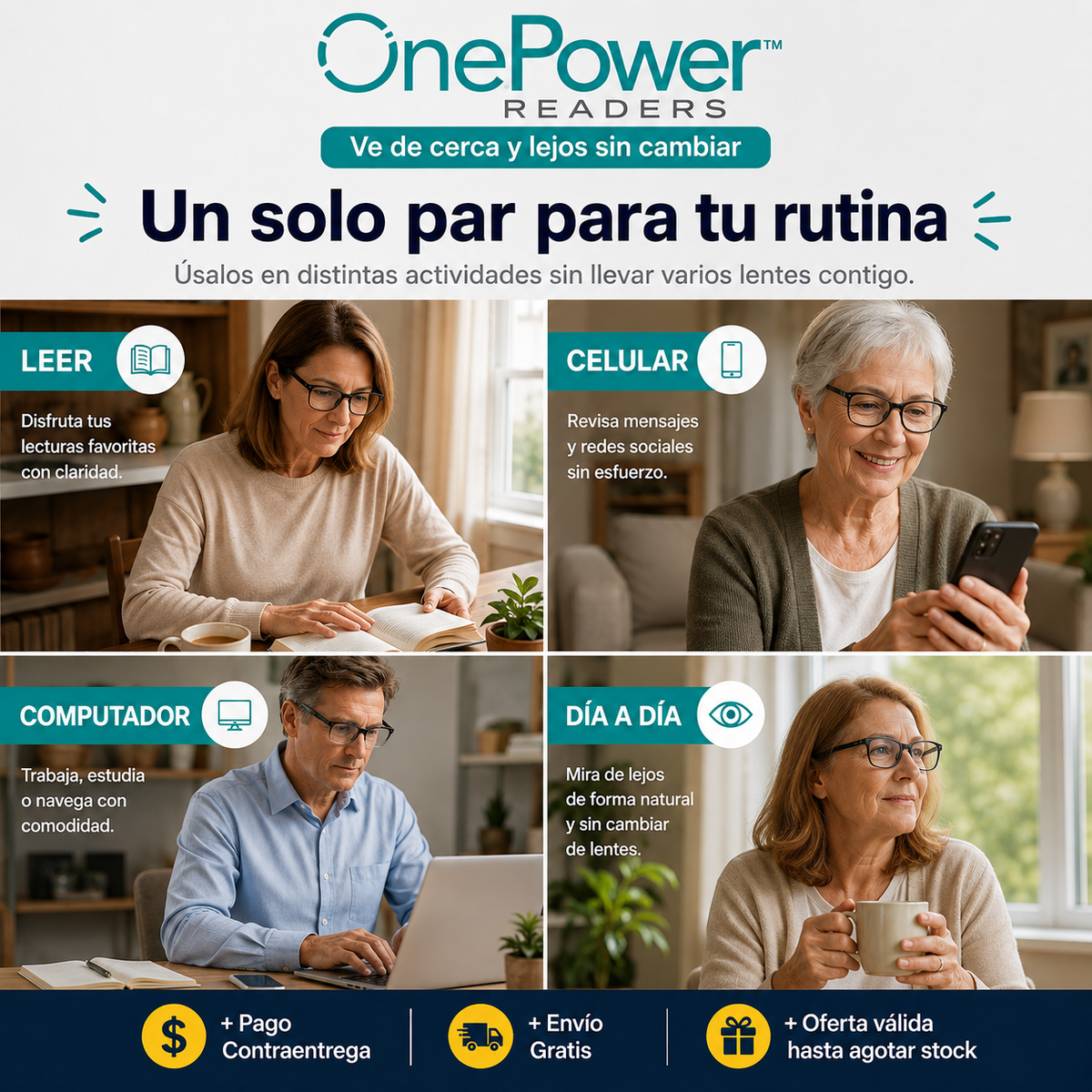 OnePower Readers - Lentes Multifocales Inteligente - "Ve de cerca y lejos sin cambiar"