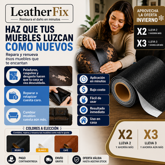LeatherFix - Cuero Sintético Adhesivo  - "Restaura el daño en minutos"
