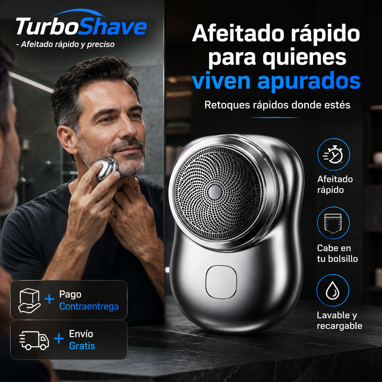 TurboShave -Mini Afeitadora Portátil - "Afeitado rápido y preciso"