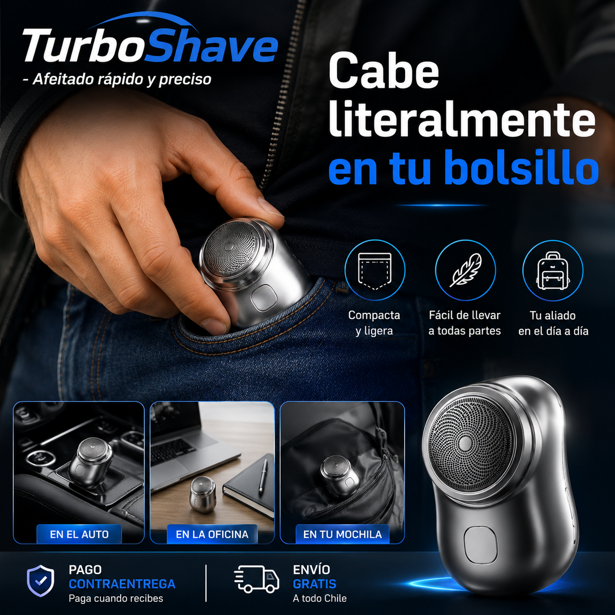 TurboShave -Mini Afeitadora Portátil - "Afeitado rápido y preciso"