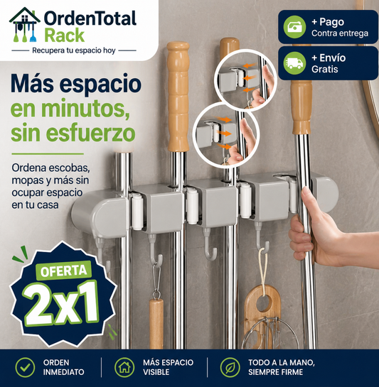 OrdenTotal Rack - Organizador de Mopas  -  Más espacio en minutos