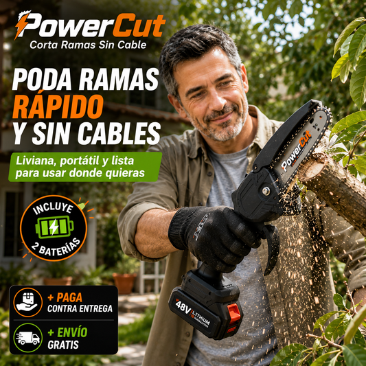 PowerCut - Mini Motosierra Inalamb - "Corta Ramas Sin Cable"
