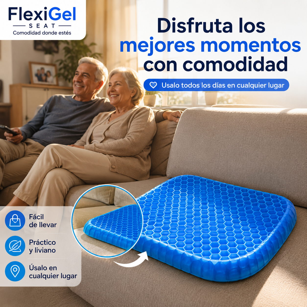 FlexiGel Seat - Cojín Panal Gel - Comodidad donde estés