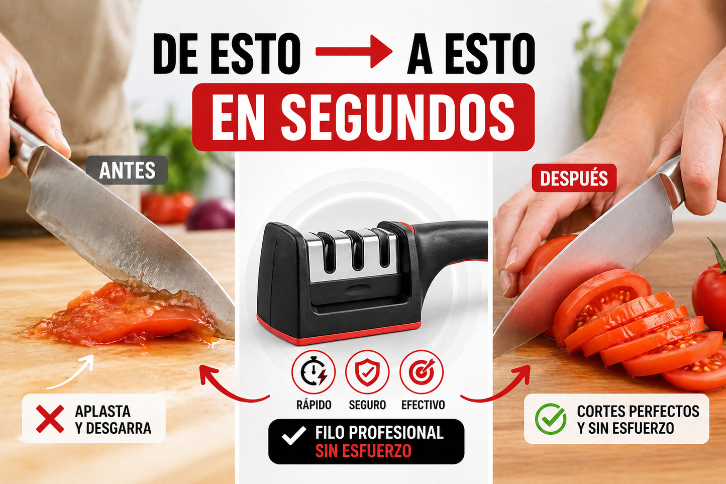 CutPro - Afilador De Cuchillos Manual - Corta como nuevo sin esfuerzo