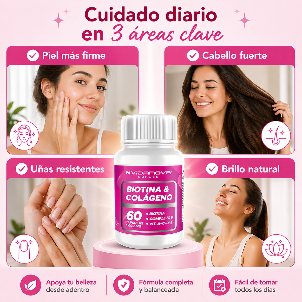 BIOTINA + COLÁGENO - Piel firme y cabello fuerte