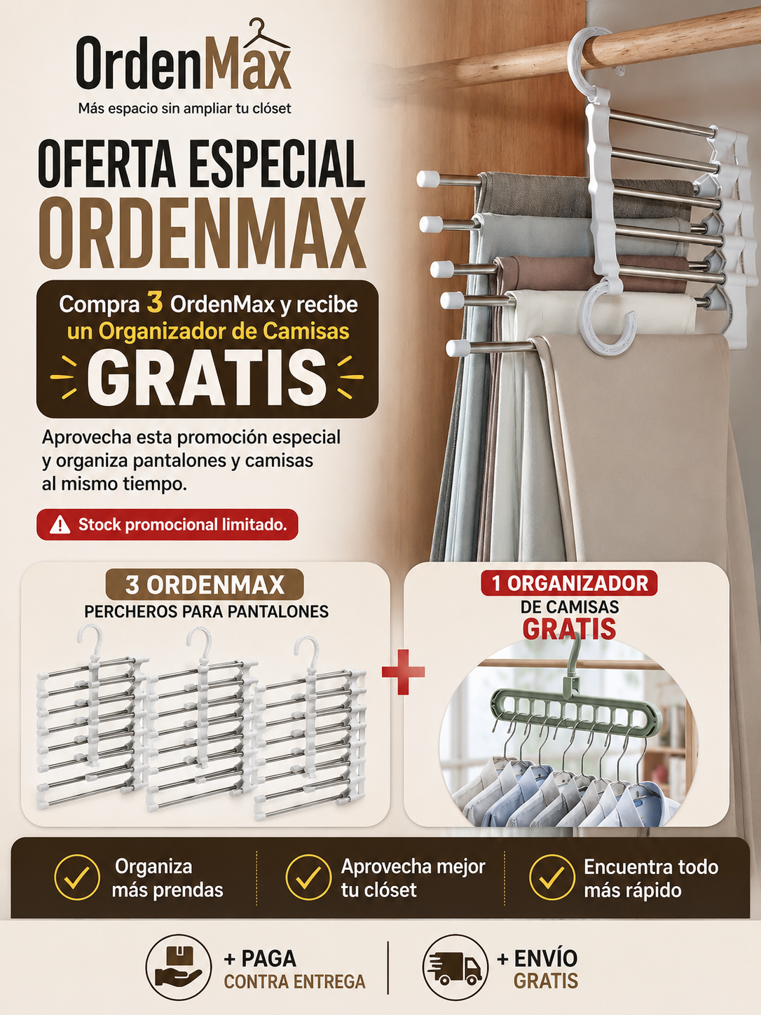 OrdenMax -Organizador Mágico Pantalones- Más espacio sin ampliar tu clóset