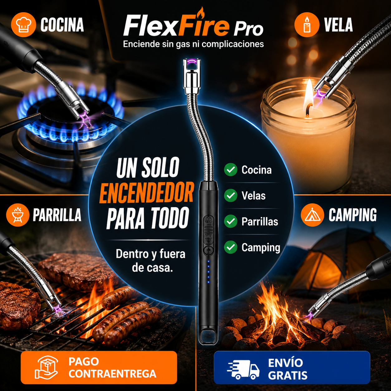 FlexFire Pro -  Encendedor Chispero USB - "Enciende sin gas ni fósforos"
