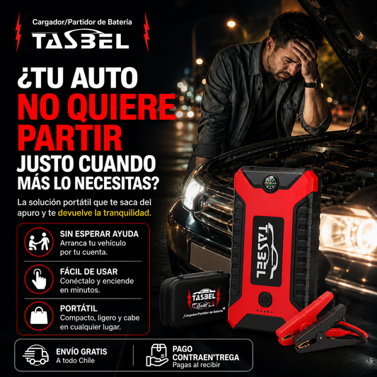 Cargador/Partidor de Batería TASBEL - Recupera el arranque cuando lo necesites