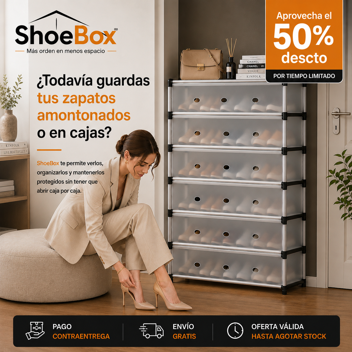 ShoeBox - Zapateras 6 niveles - "Más orden en menos espacio"