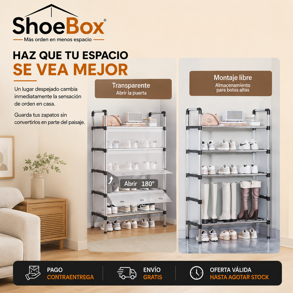 ShoeBox - Zapateras 6 niveles - "Más orden en menos espacio"