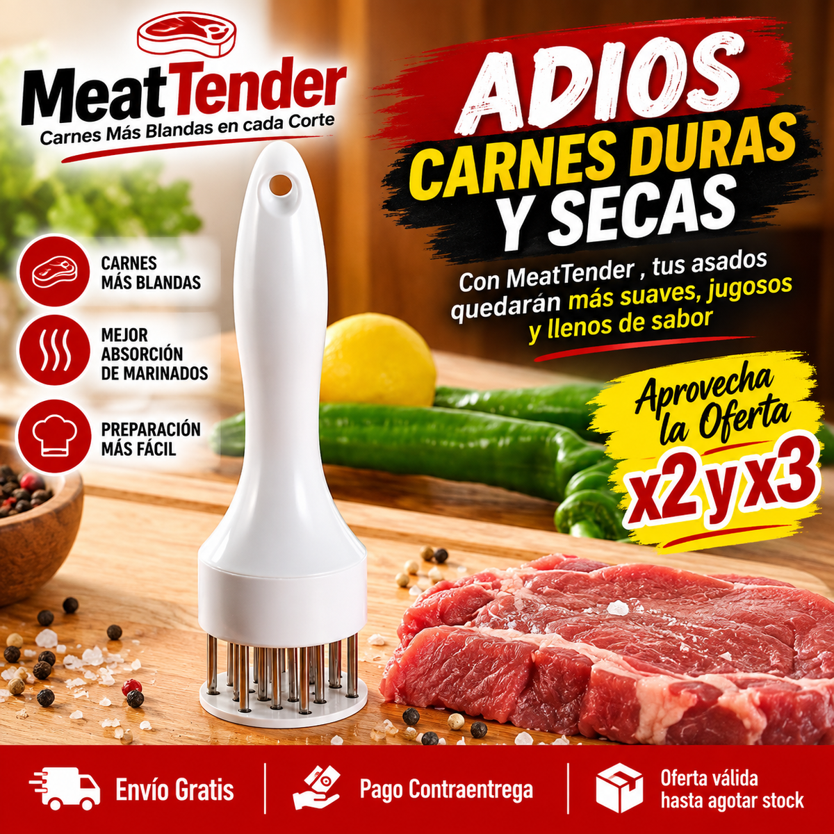 MeatTender – Ablandador de Carnes - "Carnes Más Blandas en cada Corte"