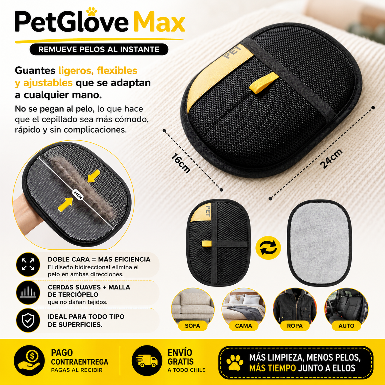 PetGlove Max - Guante Anti Pelo  - Remueve pelos al instante