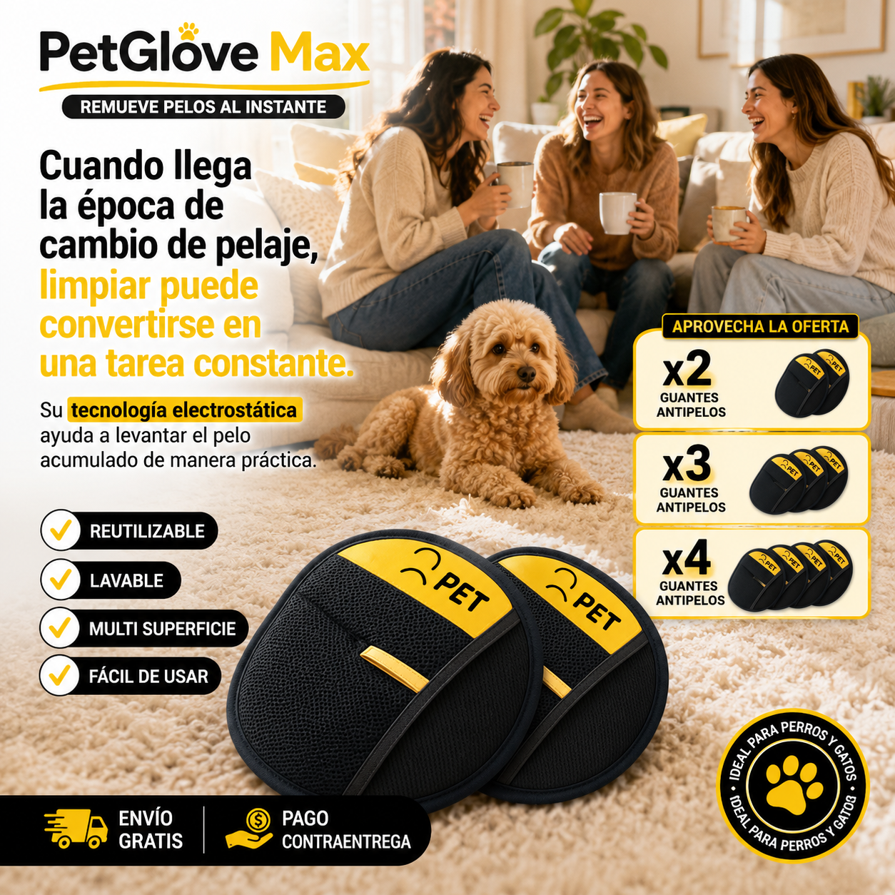 PetGlove Max - Guante Anti Pelo  - Remueve pelos al instante
