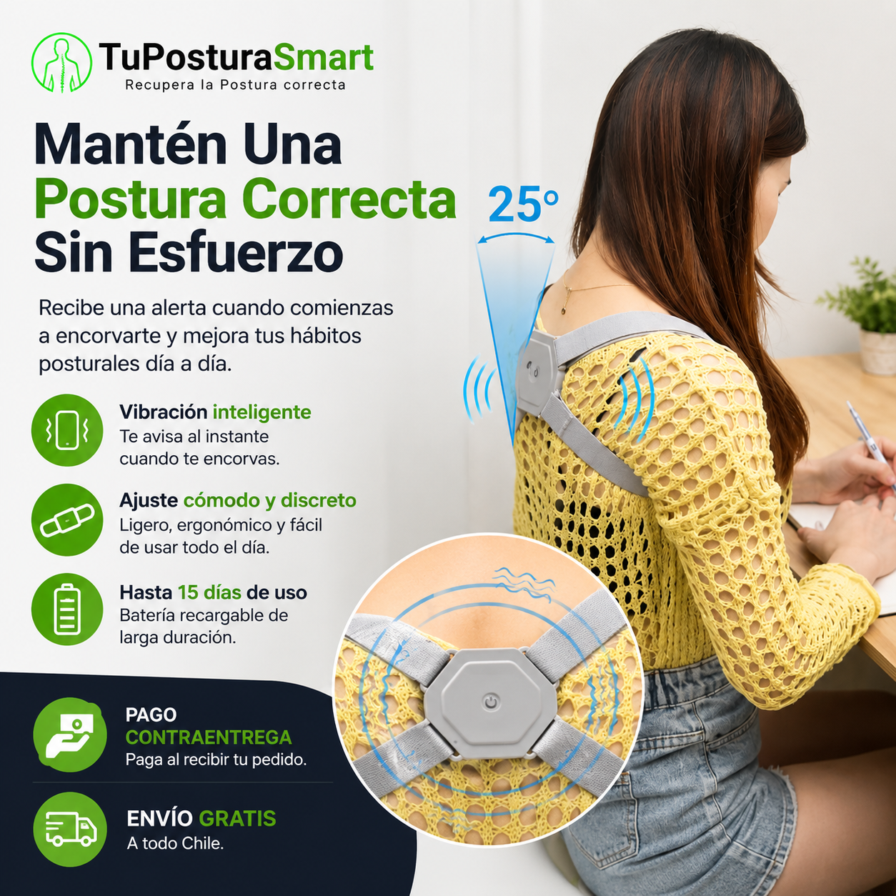 PosturaSmart -Corrector de Postura Smart - Recupera la Postura correcta