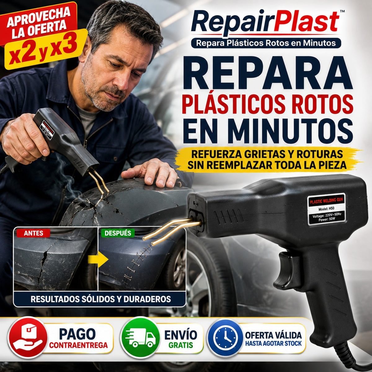 RepairPlast – Kit de Soldadura Portátil - "Repara Plásticos Rotos en Minutos"