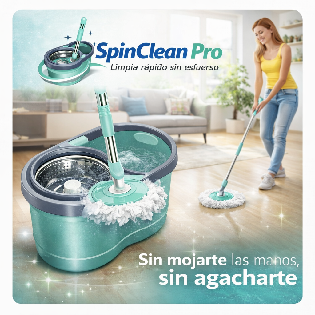 Mopa Giratoria  SpinClean Pro - Limpia rápido y sin esfuerzo