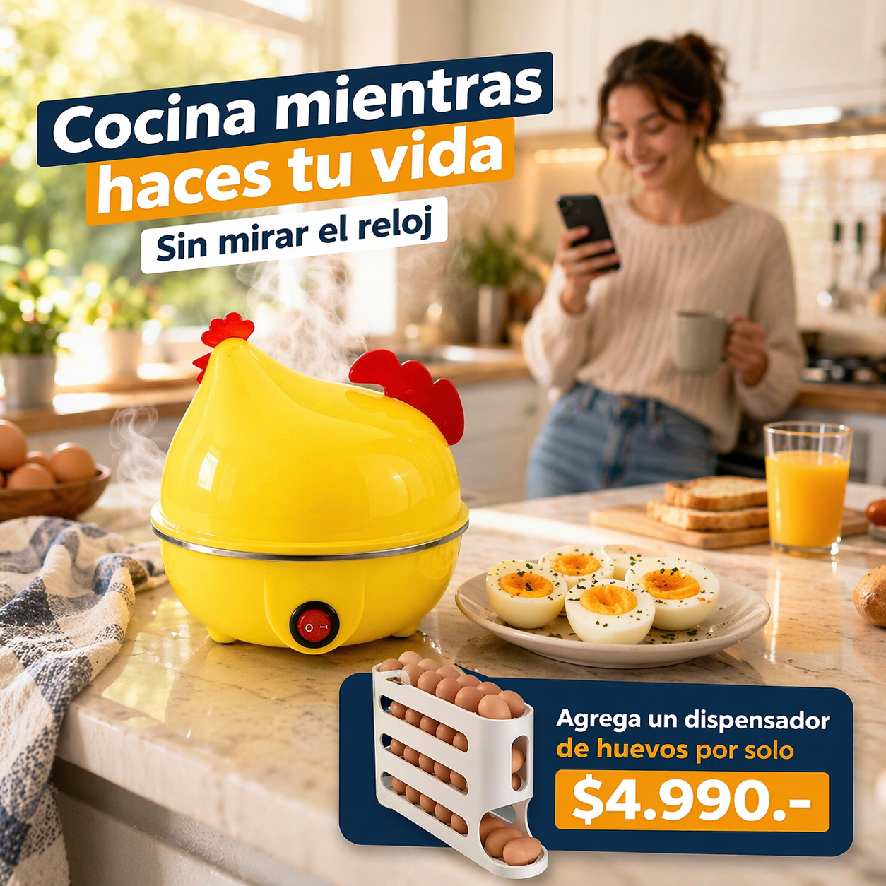 CookEgg Express -Hervidor De Huevos Eléctrico  -  Huevos listos en minutos!