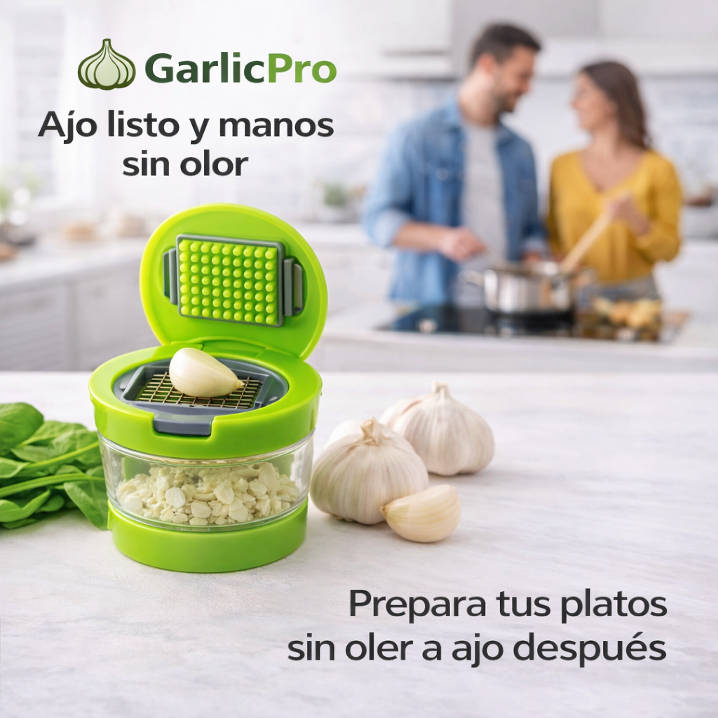 GarlicPro -Mini Triturador de Ajos - "Ajo listo y manos sin olor"