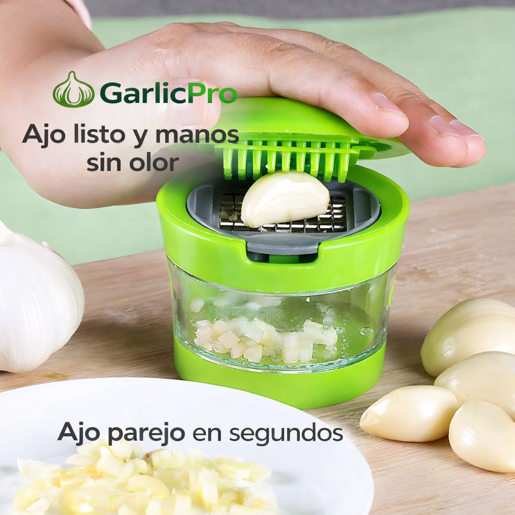 GarlicPro -Mini Triturador de Ajos - "Ajo listo y manos sin olor"