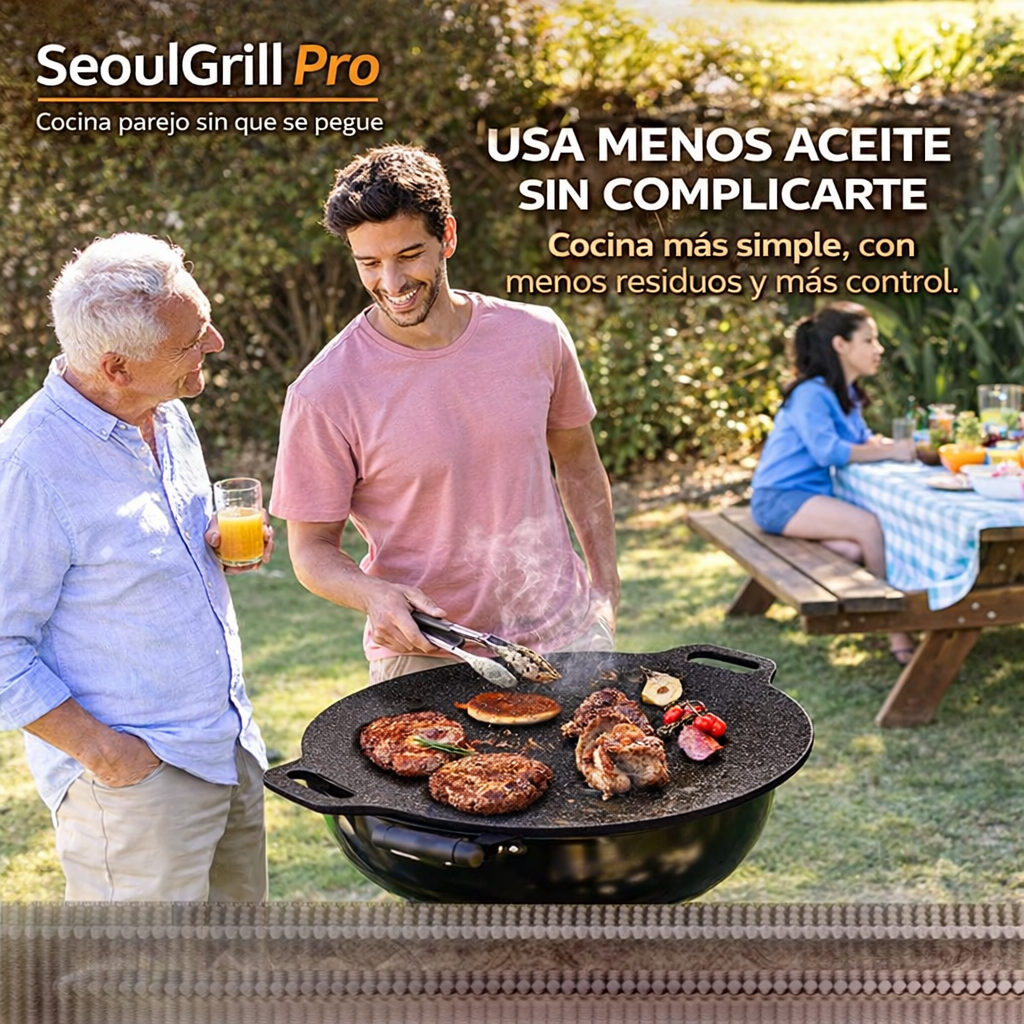 SeoulGrill Pro - - Plancha Antiadherente Coreana - Cocina parejo sin que se pegue