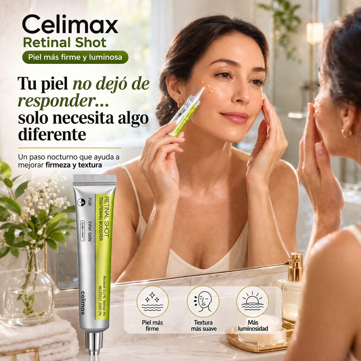 Celimax Retinal Shot -Crema Facial Antiarrugas Retinal - Piel mas firme y luminosa