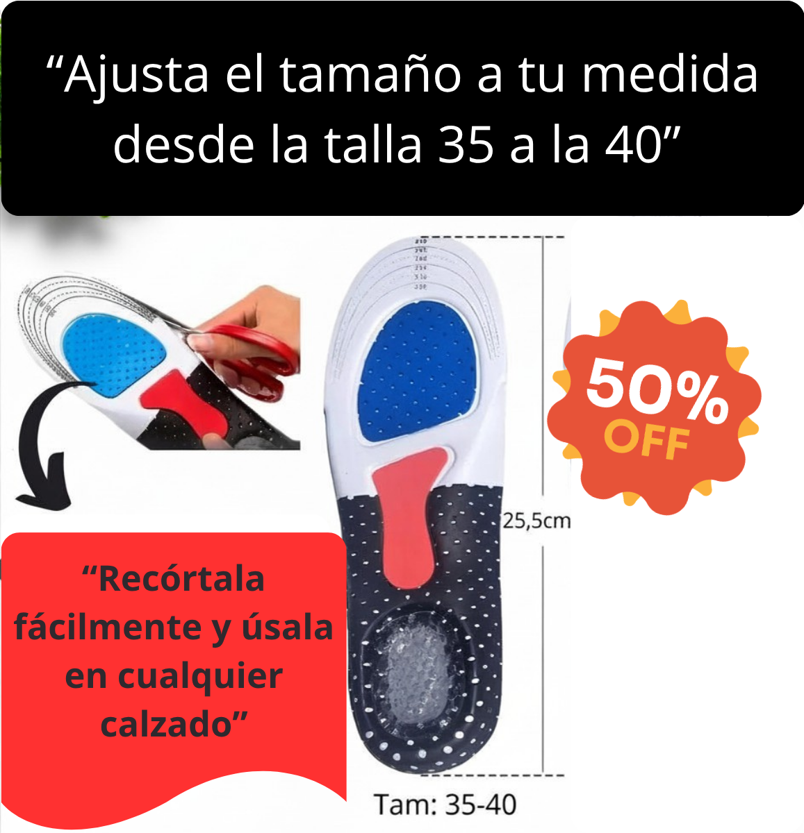 StepBalance Pro - Plantillas Gel Ortopédicas - "Estabilidad en cada paso" (desde la talla 35 a la 40)