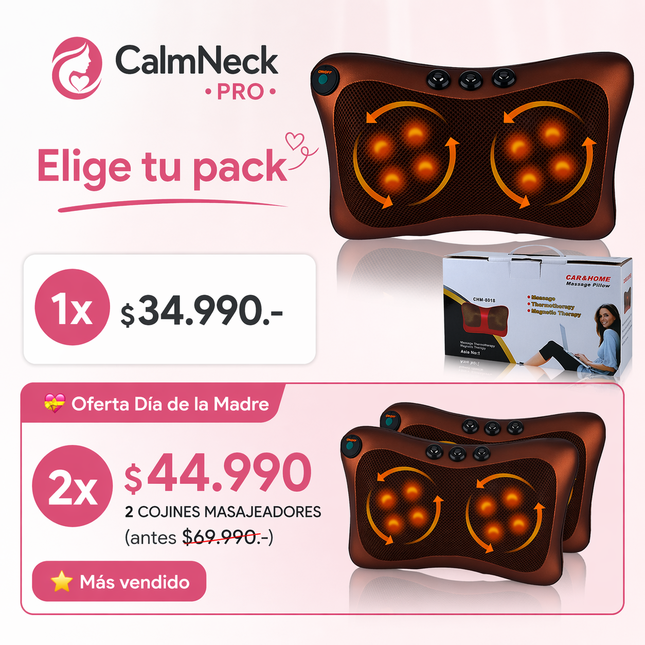 CalmNeck Pro – Cojín Masajeador Cuello  -" Relajate en minutos"