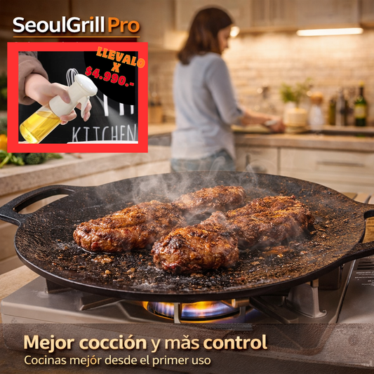 SeoulGrill Pro - - Plancha Antiadherente Coreana - Cocina parejo sin que se pegue